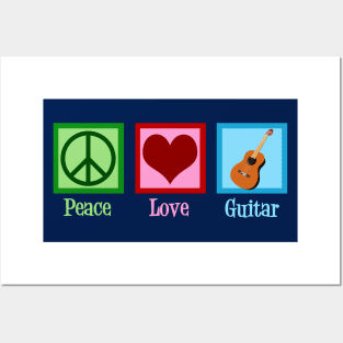 Peace Love Guitar Posters and Art